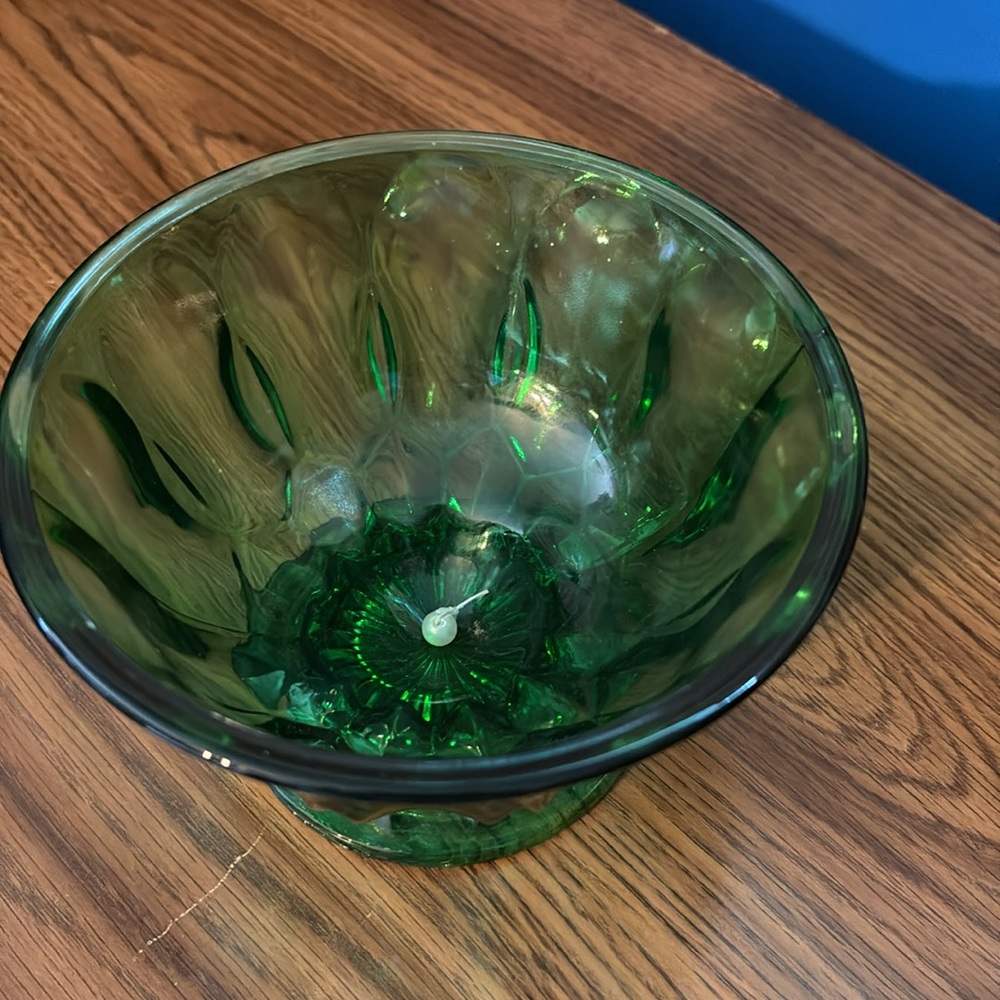 Small Round Green Clear Coffee Table Fruit Bowl Knick Knack Jewelry Ring Holder - Picture 16 of 16